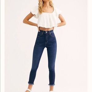 Free People Raw Hem Jegging Jeans Indigo Blue Women’s Size 27 High Rise Stretch